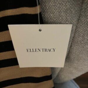 Ellen Tracy Stripe Three-Quarter Sleeve Yarn Dye Sweater Dress